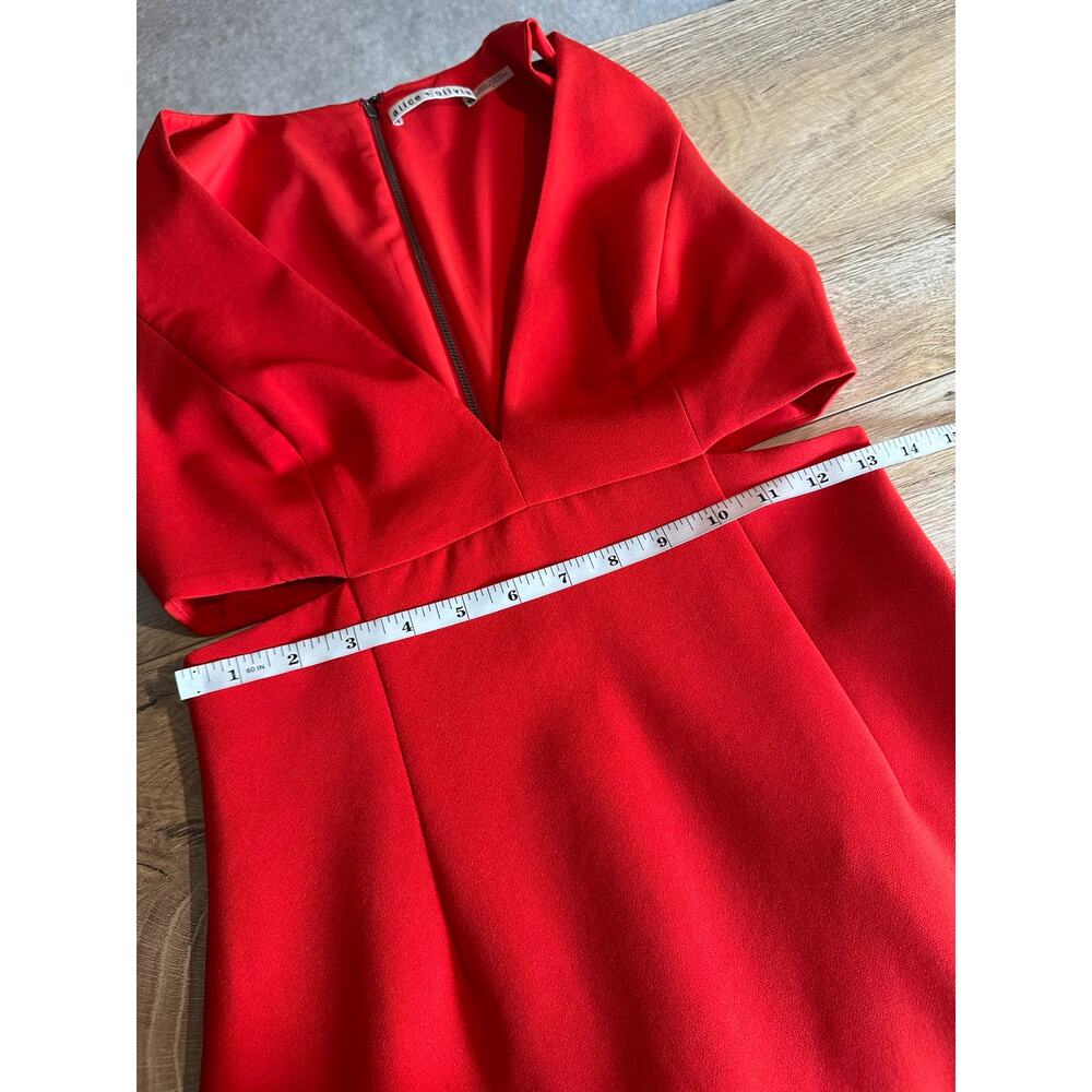Alice + Olivia Riki Fitted Cutout Dress Fitted Poppy Red 6 - Picture 11 of 12